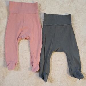 August River Belly High Footie Pants 6-9M in Sparrow and Gumdrop Lot of 2
